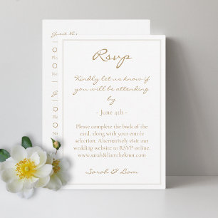 Carte D'accompagnement 2 Invités Chaud Doré Mariage Réponse