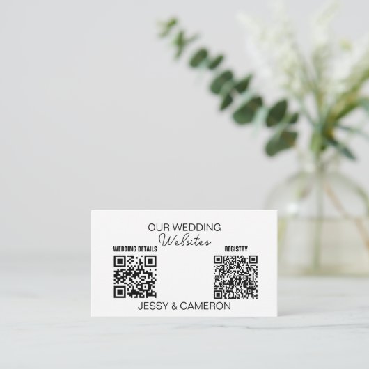 Carte D'accompagnement 2 QR Codes Mariage Site Web Mariage Registre Photo (Debout devant)