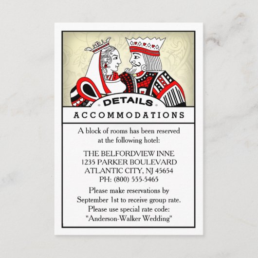 Carte D'accompagnement 3.5x5 Détails Fiche d'information - King & Queen (Devant)