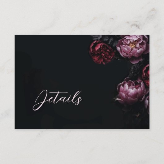 Carte D'accompagnement 3D Peony Flowers Dark Moody (Devant)