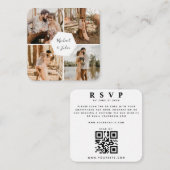 Carte D'accompagnement 4 Photo Collage Photographie Mariage RSVP QR Code (Devant / Derrière)