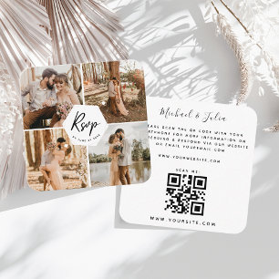 Carte D'accompagnement 4 Photo Collage Photographie Mariage RSVP QR Code