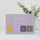 Carte D'accompagnement 4 Swatch Colors Attire Lavender Wedding (Debout devant)