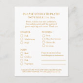 Carte D'accompagnement 50e Golden Mariage Anniversaire choix de repas (Dos)