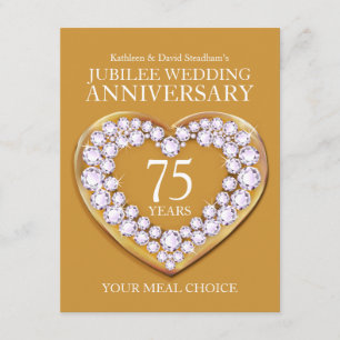 Carte D'accompagnement 75e Jubilé Mariage Anniversaire choix de repas