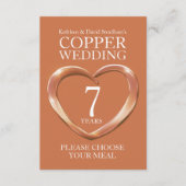 Carte D'accompagnement 7e Mariage de cuivre Anniversaire choix de repas (Devant)