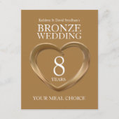 Carte D'accompagnement 8e Mariage de bronze choix de repas (Devant)