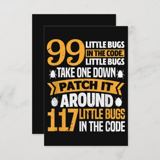 Carte D'accompagnement 99 Petits Bugs Dans Code Path It 117 Bugs Programe (Devant / Derrière)