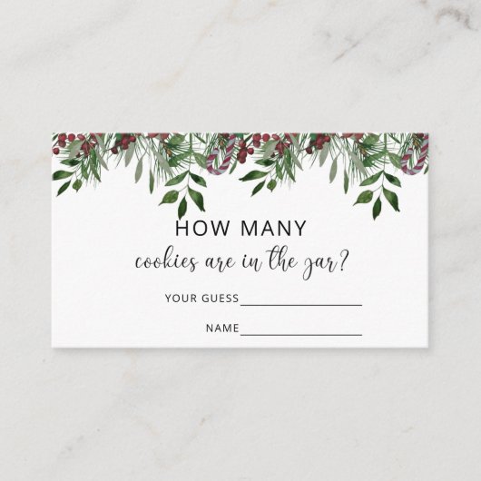 Carte D'accompagnement À feuillage persistant devinez combien de cookies (Devant)