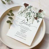 Carte D'accompagnement À feuillage persistant et élégant détails du maria
