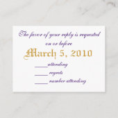 CARTE D'ACCOMPAGNEMENT A, RSVP, (Dos)