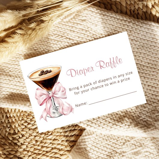 Carte D'accompagnement A Tini One Martini Pink Diaper Raffle Baby Shower