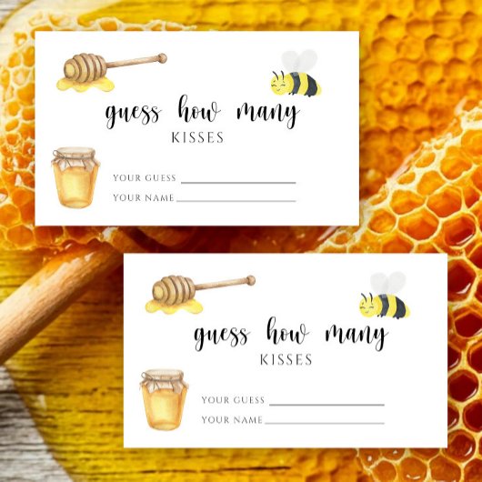 Carte D'accompagnement Abeille - devine combien de BISOUS jeu de mariage