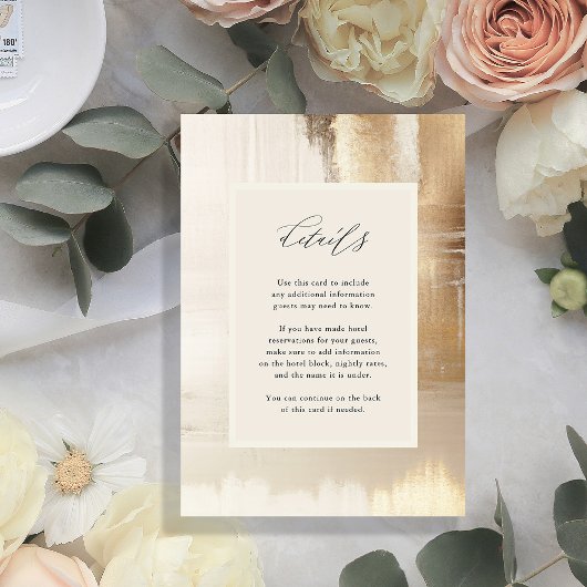 Carte D'accompagnement Abstrait d'or | Détails du Mariage moderne