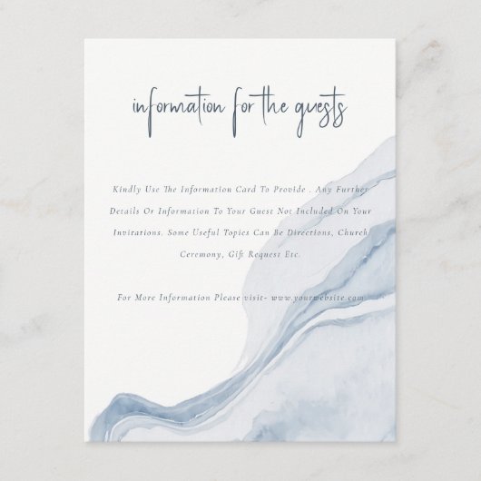 Carte D'accompagnement Abstraite côte Bleue Douce Plage Mariage Détail (Devant)