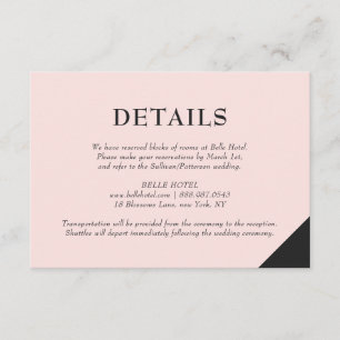 Carte D'accompagnement Accents modernes rose vif Détails Hébergements