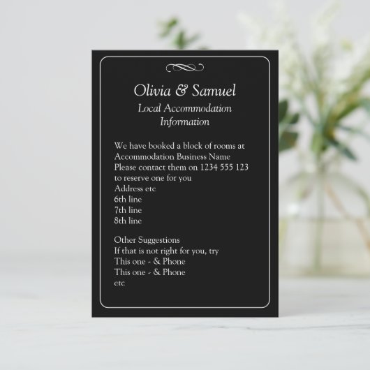 Carte D'accompagnement Accommodation Info - Black White Infinity Scroll, (Debout devant)