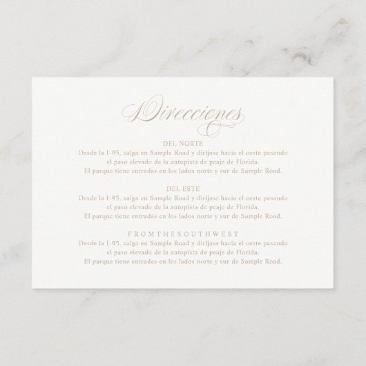 Carte D'accompagnement Accueil et instructions en espagnol (Dos)