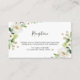 Carte D'accompagnement Accueil Mariage Floral Blanc