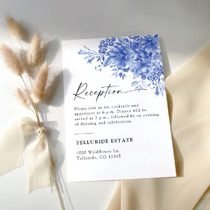 Carte D'accompagnement Accueil Mariage Floral Porcelaine Bleue