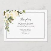 Carte D'accompagnement Accueil Mariage Floral Roses Blanches | Vert olive (Devant)