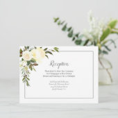 Carte D'accompagnement Accueil Mariage Floral Roses Blanches | Vert olive (Debout devant)