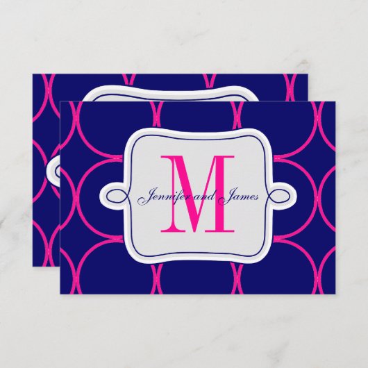 Carte D'accompagnement Accueil Mariage moderne Fuchsia Blue #2 (Devant / Derrière)