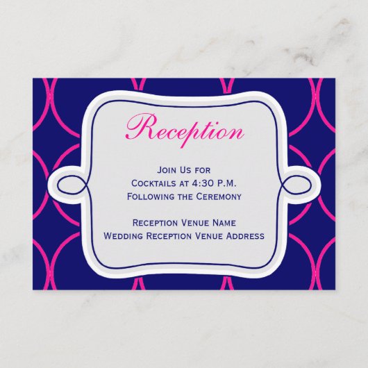 Carte D'accompagnement Accueil Mariage moderne Fuchsia Blue #2 (Dos)