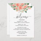 Carte D'accompagnement Accueil Mariage rose pâle Bienvenue (Devant / Derrière)