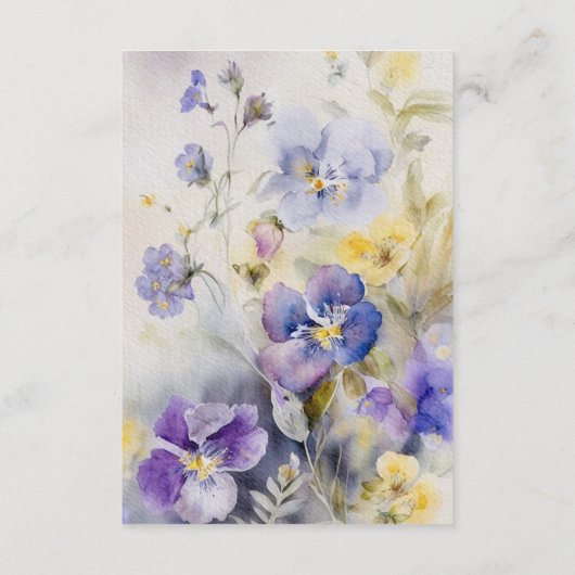 Carte D'accompagnement Accueil Mariage Rustique Violet & Fleurs Jaunes (Dos)