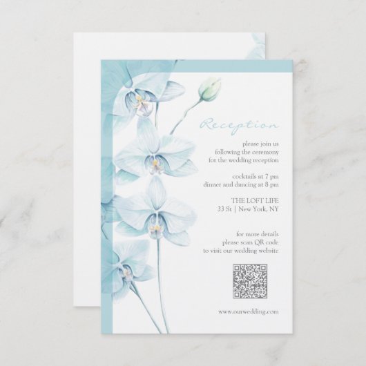 Carte D'accompagnement Accueil Soft Blue Orchid Mariage (Devant / Derrière)