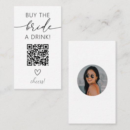 Carte D'accompagnement Acheter la mariée boire un QR Code avec photo (Devant / Derrière)