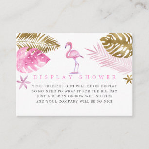 Carte D'accompagnement Affichage de Baby Shower Flamant Rose et Or