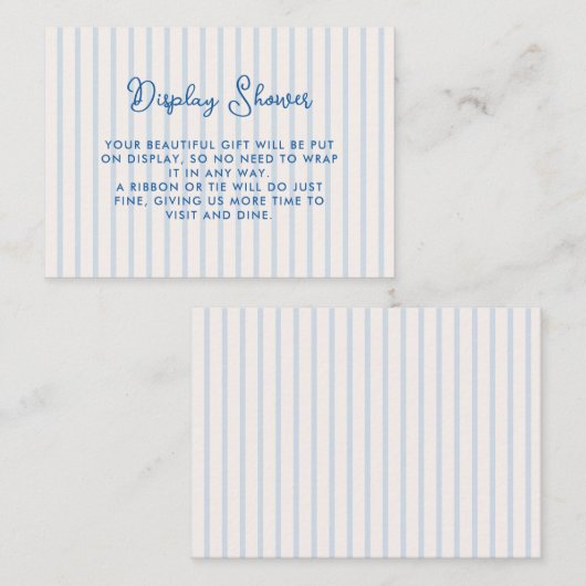 Carte D'accompagnement Affichage de douche de mariage à rayures bleues (Devant / Derrière)