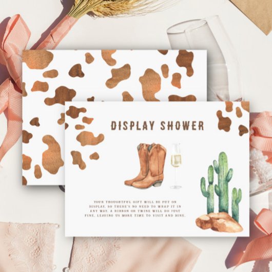 Carte D'accompagnement affichage de douche de mariage boots et pétillant