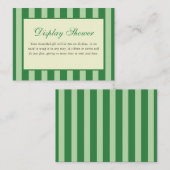 Carte D'accompagnement Affichage de douche de mariage rayé vert (Devant / Derrière)