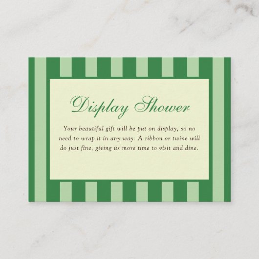 Carte D'accompagnement Affichage de douche de mariage rayé vert (Devant)