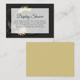 Carte D'accompagnement Affichage de douche de mariage tropical noir et or