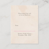 Carte D'accompagnement Affichage Douche Or Calligraphie Pink Winter Flora (Dos)