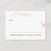 Carte D'accompagnement Affichage Douche Or Calligraphie Rose Floral (Dos)