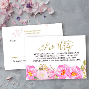 Carte D'accompagnement Affichage Douche Or Calligraphie Rose Floral