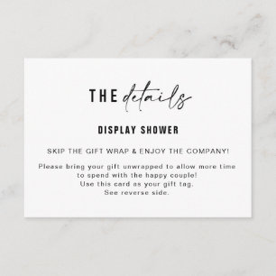 Carte D'accompagnement Affichage insert de douche et étiquette-cadeau   M