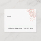 Carte D'accompagnement Affichage Rose de douche or Botanique blanc (Dos)
