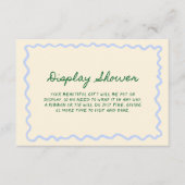 Carte D'accompagnement Affiche de douche d'affichage manuscrite bleu-vert (Devant)