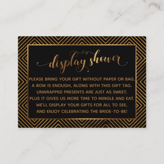 Carte D'accompagnement Afficher Coeurs douche Gold Script Balise cadeau,  (Devant)