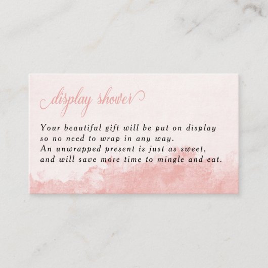 Carte D'accompagnement Afficher Douche Aquarelle Encre Laver Texture rose (Devant)