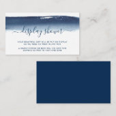 Carte D'accompagnement Afficher Douche bébé garçon Marine Aquarelle bleue (Devant / Derrière)