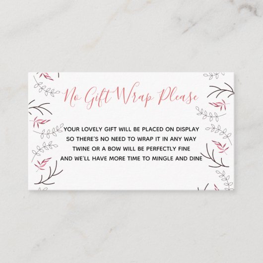 Carte D'accompagnement Afficher Douche Pas Envelopper Cadeau Poème Boisé  (Devant)