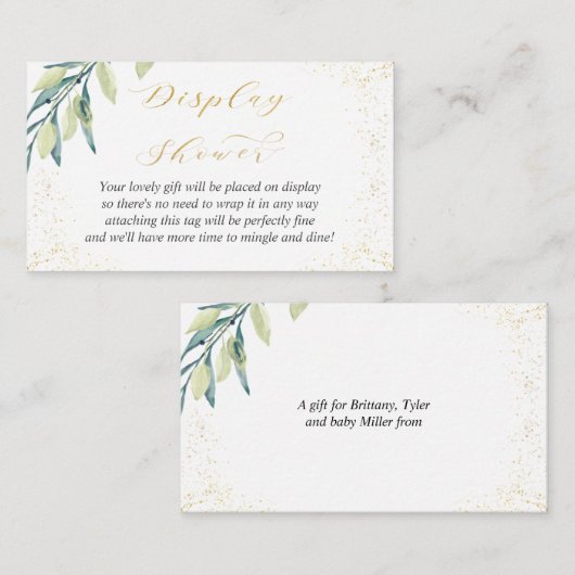 Carte D'accompagnement Afficher Douche Sans Envelopper Vert Foliage Or Sp (Devant / Derrière)