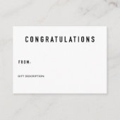 Carte D'accompagnement Afficher la balise Insertion et cadeau de douche | (Dos)